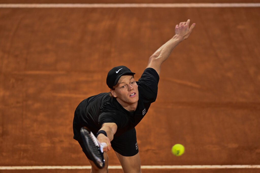 Jannik Sinner in action at the 2026 Italian Open.