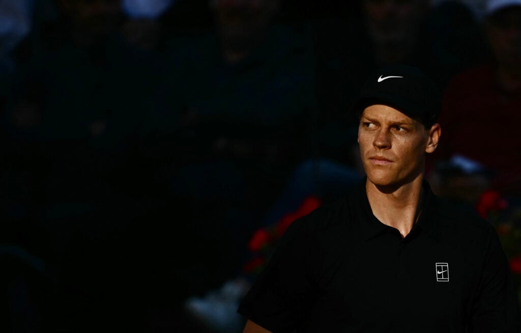 Jannik Sinner looks on in Rome.
