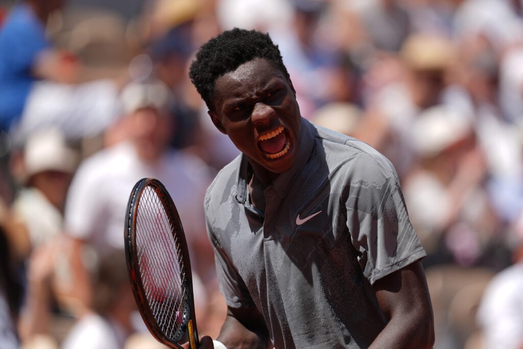 Moise Kouame reacts at Roland Garros.