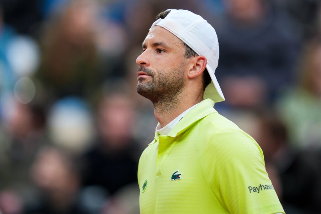 Grigor Dimitrov pictured at the 2026 French Open.
