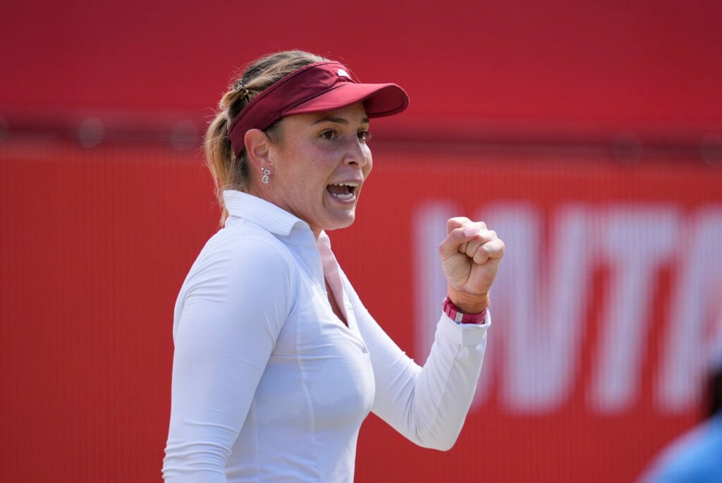Donna Vekic reacts during her Queen's semi-final against Katie Boulter.