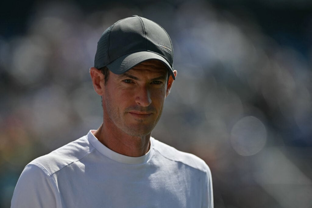 Andy Murray looks on at the Eastbourne Open.