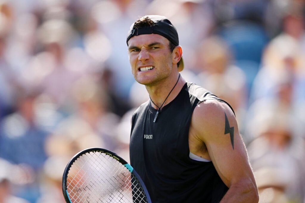 Jack Draper reacts at the Eastbourne Open.