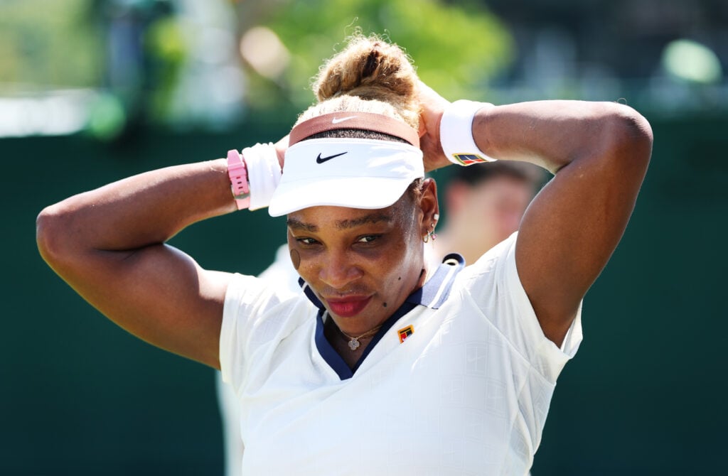 Serena Williams looks on ahead of Wimbledon.