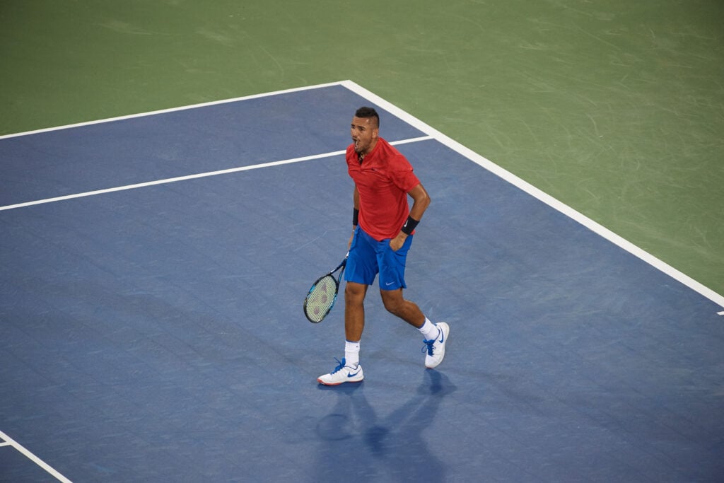 Nick Kyrgios celebrates.